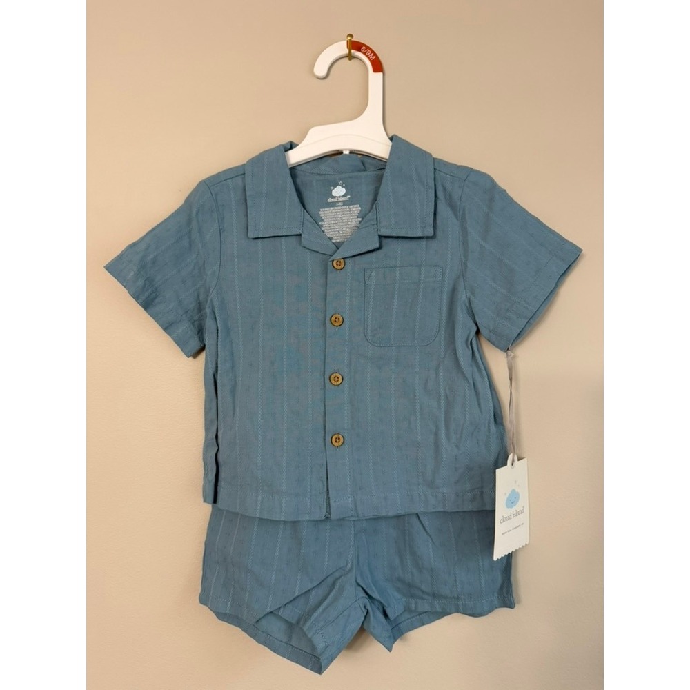 Cloud Island Shirt and Shorts Set Baby Boy 6-9M Blue Cotton 2-Piece NWT